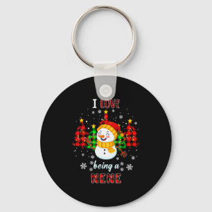 Cute I Love Being A Nene Snowman Christmas Valenti Keychain