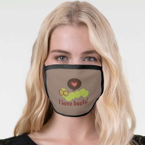 Cute I Love Books Bookworm Librarian Gift Face Mask