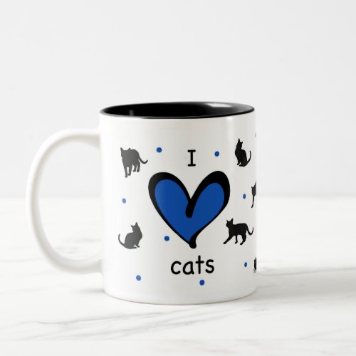 Cute I Love Cats Patterned Two_Tone Coffee Mug