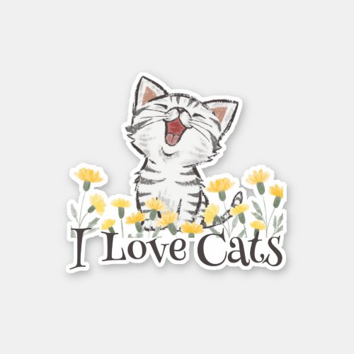 Cute I Love Cats Sticker