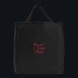 Cute I Love Choir Tote Bag<br><div class="desc">Fun choir bag has music staff and notes logo with I Love Choir slogan in red.</div>
