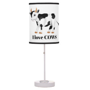 Cute I love Cows add name message Table Lamp