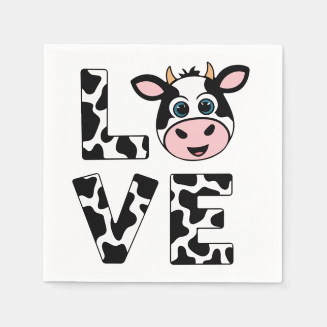 Cute I Love Cows Napkins (Front)