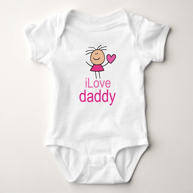 Cute I Love Daddy T-shirt Baby Bodysuit (Front)
