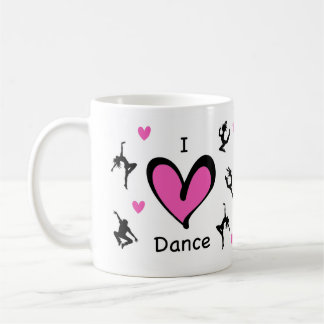 Cute I Love Dance Patterned Coffee Mug