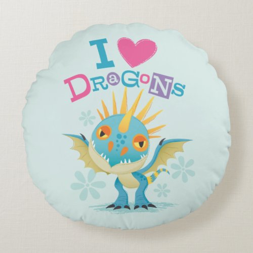 Cute I Love Dragons Stormfly Graphic Round Pillow