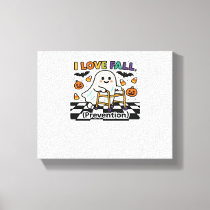 Cute I Love Fall Prevention Physical Therapy Ghost Canvas Print