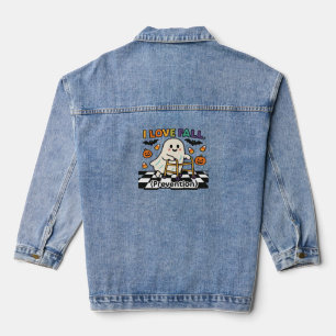 Cute I Love Fall Prevention Physical Therapy Ghost Denim Jacket