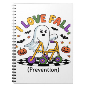 Cute I Love Fall Prevention Physical Therapy Ghost Notebook