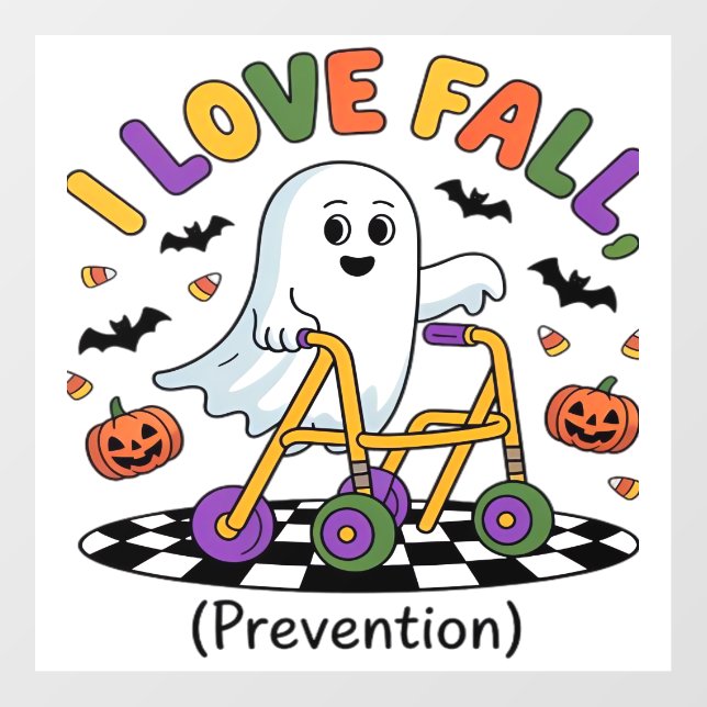 Cute I Love Fall Prevention Physical Therapy Ghost Wall Decal (Front)