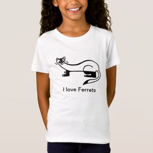 Cute I love FERRETS _ Girls T_Shirt