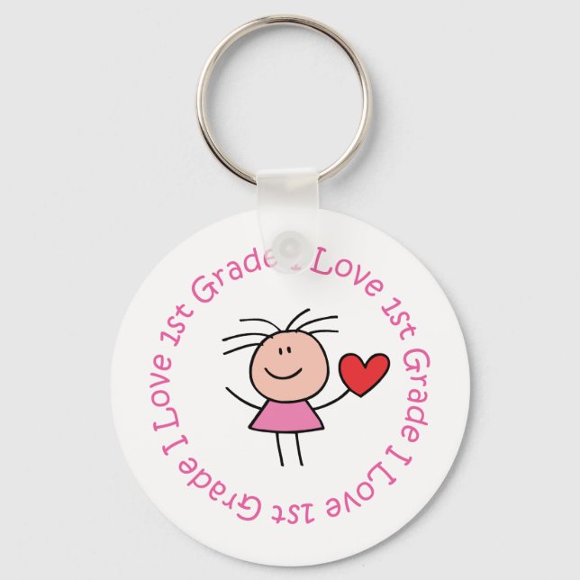 Cute I Love First Grade Keychain (Front)
