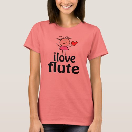 Cute I Love Flute T_shirt