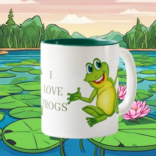 Cute I love frogs animal Two_Tone Coffee Mug