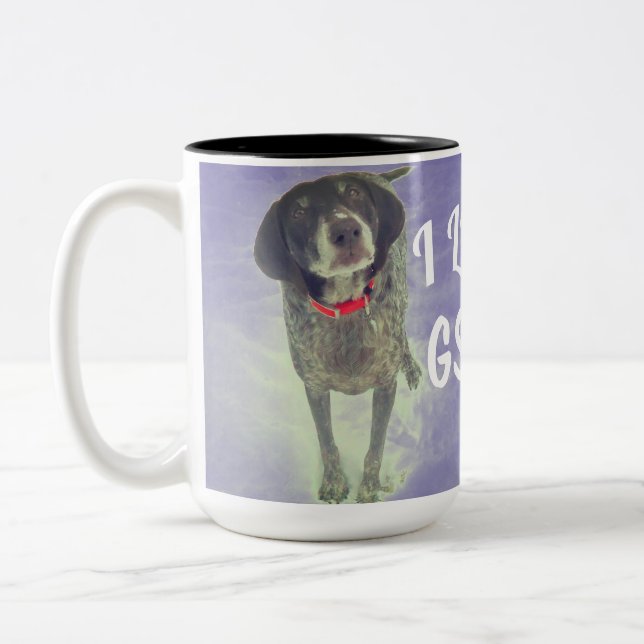 Cute I Love GSPs (German Shorthaired Pointers) Two-Tone Coffee Mug (Left)