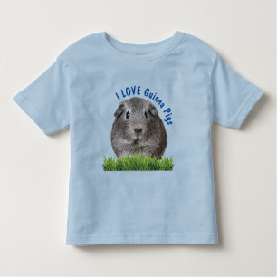 Cute I LOVE Guinea Pigs Blue Custom Text Toddler T-shirt