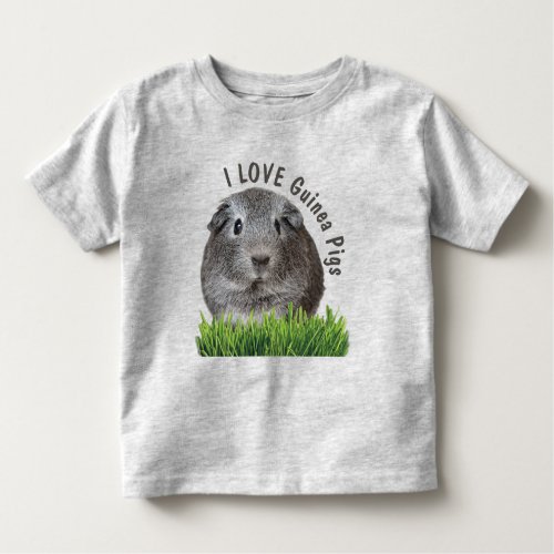 Cute I LOVE Guinea Pigs Custom Gray Text Toddler T_shirt