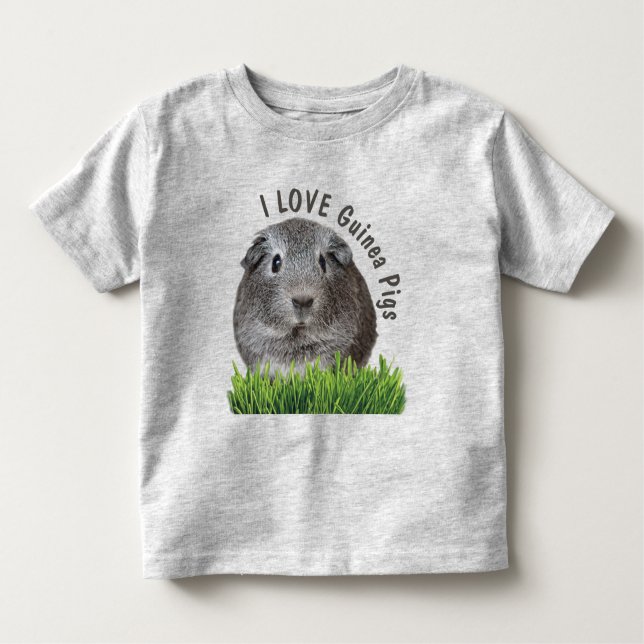 Cute I LOVE Guinea Pigs Custom Gray Text Toddler T-shirt (Front)