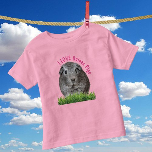 Cute I LOVE Guinea Pigs Pink Custom Text Toddler T_shirt