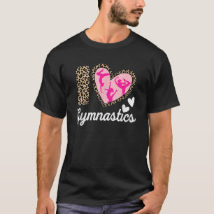 Cute I Love Gymnastics Leopard Print Women Girls T-Shirt