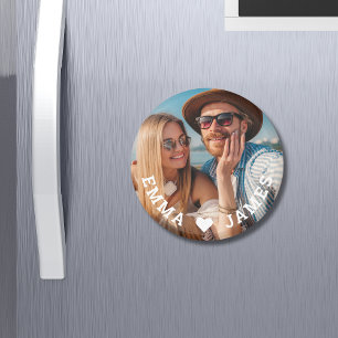 Cute I Love Heart Photo Couples Personalized Name Magnet