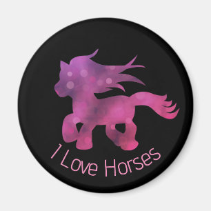 Cute I Love Horses Cute Glam Pink Horse Magnet