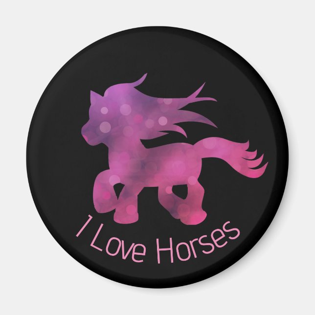 Cute I Love Horses Cute Glam Pink Horse Magnet (Front)