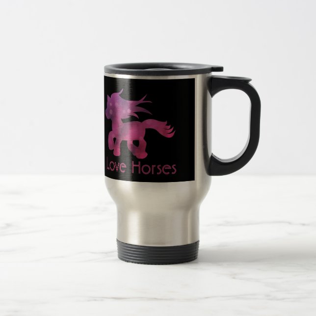 Cute I Love Horses Travel Mug (Right)