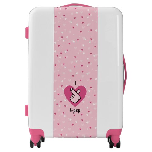 Cute I Love K_pop Finger Heart Black Pink Luggage