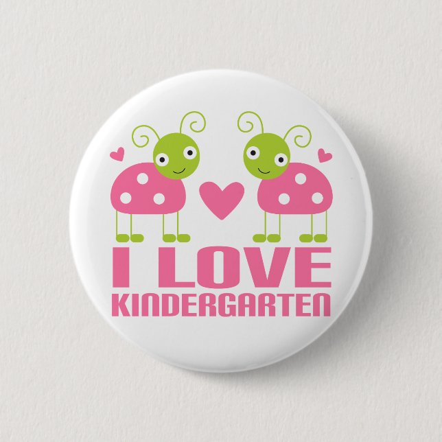 Cute I Love Kindergarten Ladybug Gift Button (Front)