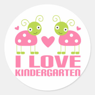 Cute I Love Kindergarten Ladybug Gift Classic Round Sticker