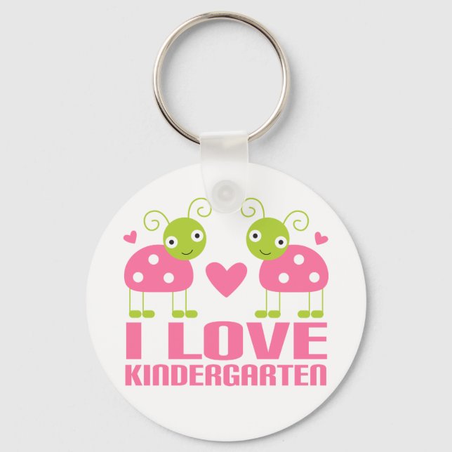 Cute I Love Kindergarten Ladybug Gift Keychain (Front)