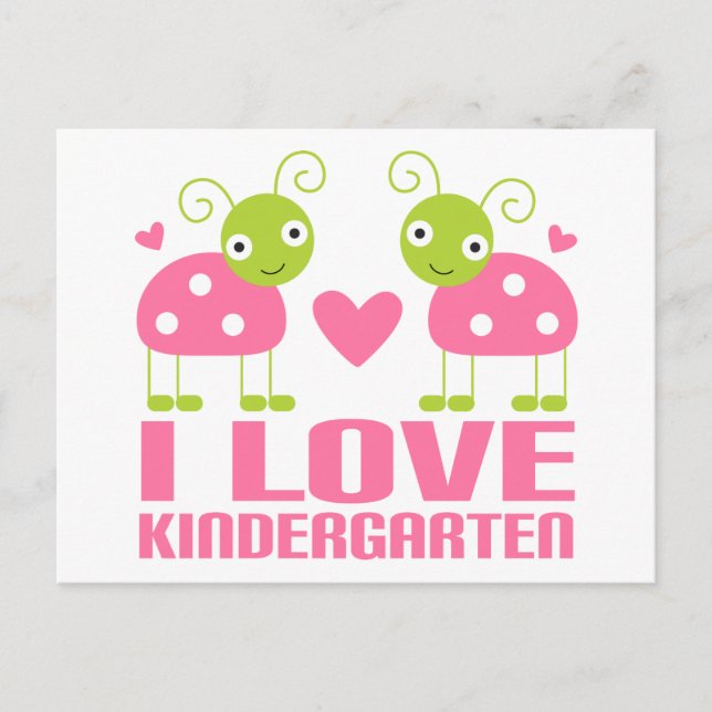 Cute I Love Kindergarten Ladybug Gift Postcard (Front)