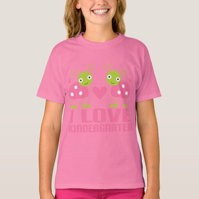 Cute I Love Kindergarten Ladybug Gift T-Shirt (Front)