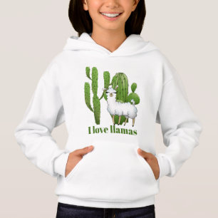 Cute I love llamas girls add message hoodie