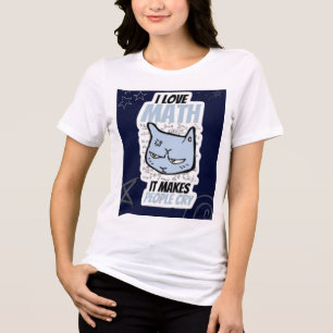 Cute I Love Math Cat T-Shirt for Math Lovers Tri-Blend Shirt
