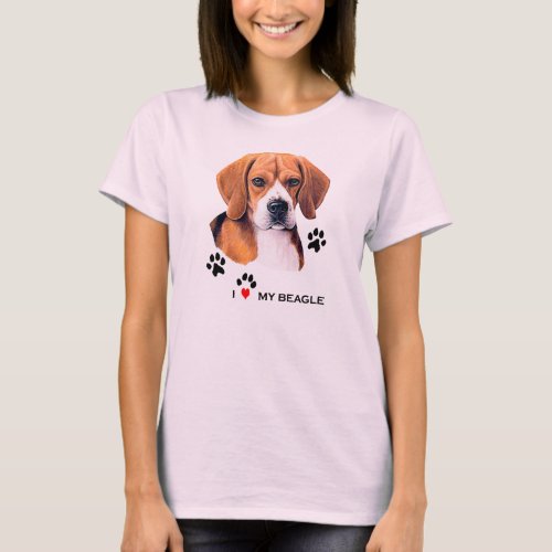 Cute I love My Beagle T_shirts