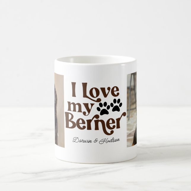 Cute I Love My Berner Bernese Mountain Dog 2 Photo Coffee Mug (Center)