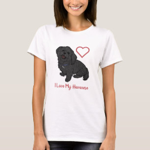 Cute I Love My Black Havanese Dog Lovers T-Shirt