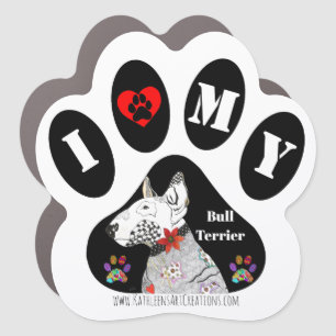 Cute I Love My Bull Terrier Car Magnet