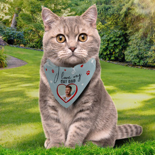 Cute I love my Cat Dad Paw Heart Photo Pet Bandana Collar