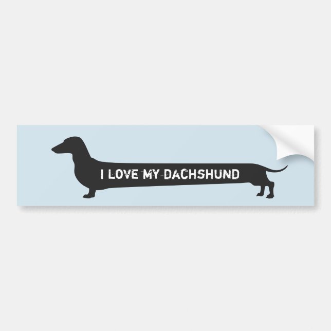 Cute "I love my dachshund" dog silhouette Bumper Sticker (Front)