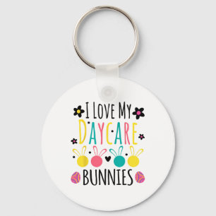 Cute I Love My Daycare Bunnies Teacher Easter Day  Keychain