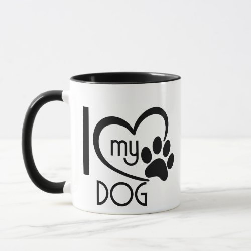 Cute I Love My Dog Mug Custom Paw Heart Pet Dog Mug