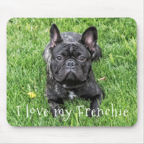 Cute  I Love My Frenchie French Bulldog Photo Mouse Pad