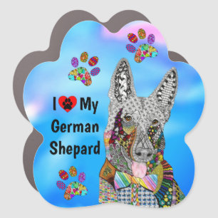 Cute I Love My German Shepherd Car Magnet