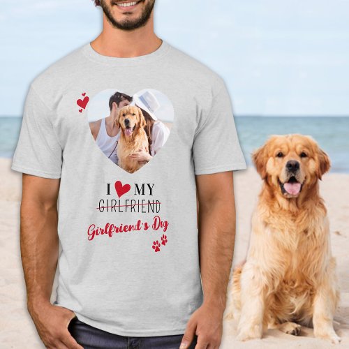 Cute I Love My Girlfriends Dog Trendy Heart Photo T_Shirt