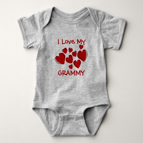 Cute I Love My Grammy Red Hearts New Grandmother Baby Bodysuit