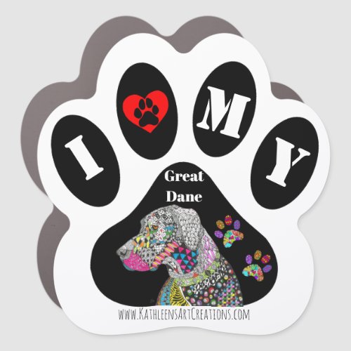 Cute I Love My Great Dane Car Magnet