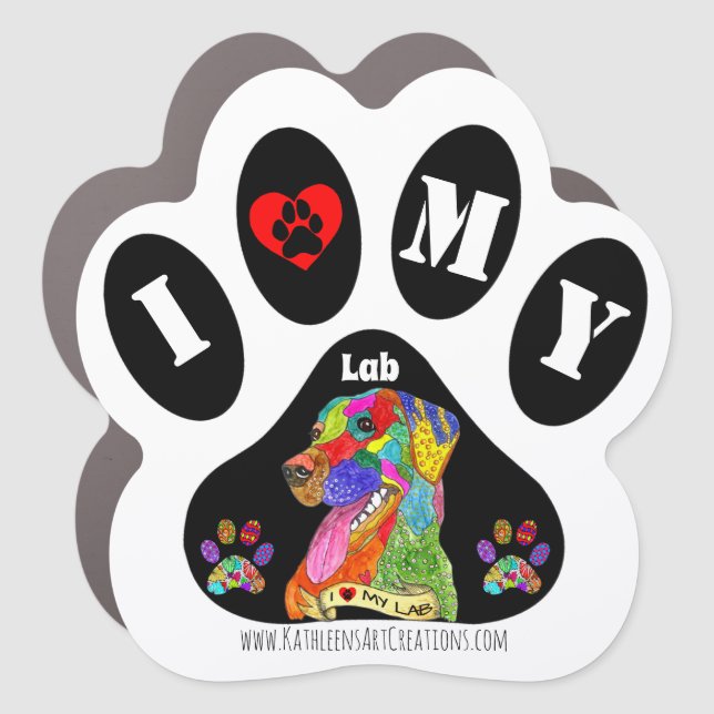Cute I Love My Labrador Retriever Car Magnet (Front)